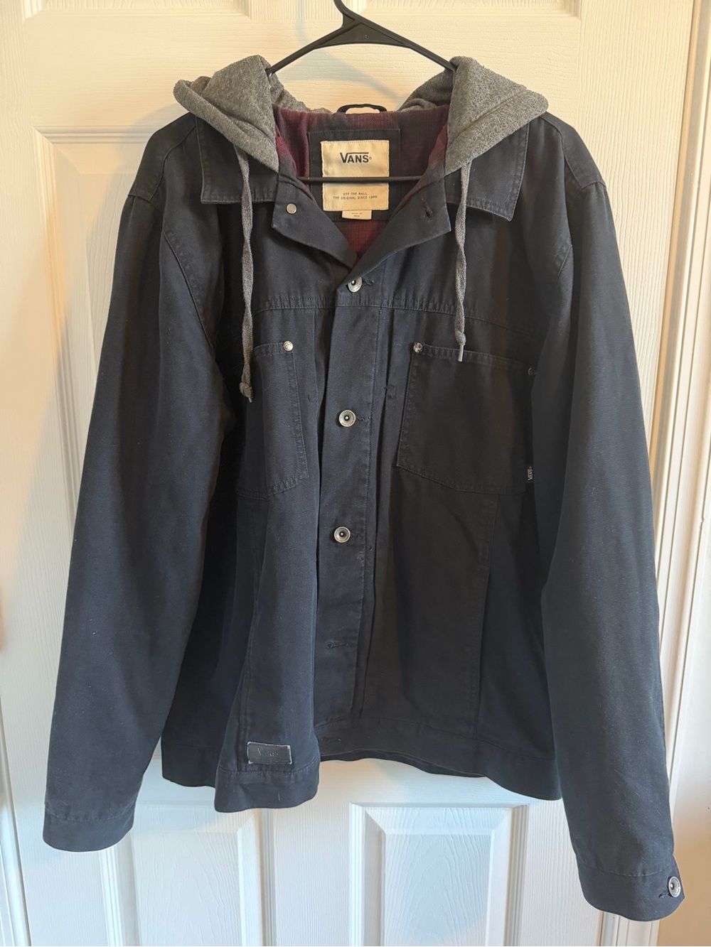 Vans Black Canvas Jacket with Gray Hood